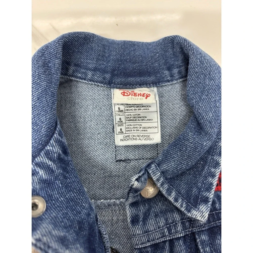 Disney Store Blue Denim Jacket Mickey Mouse Pluto American Flag Toddler 6 Months